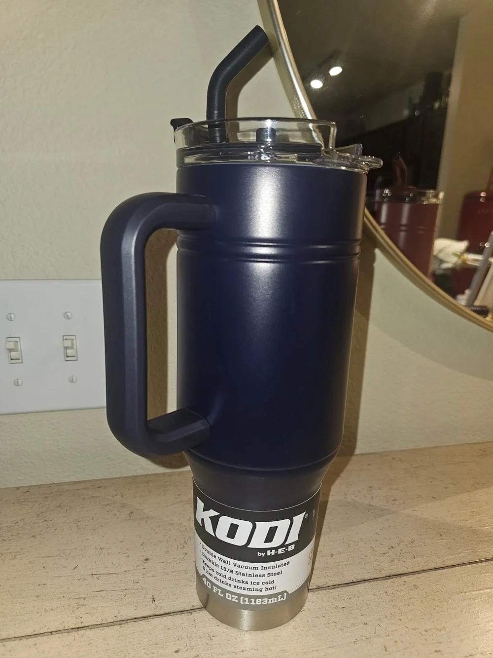 KODI Navy Stainless Insulated Travel tumbler with Handle and Straw
